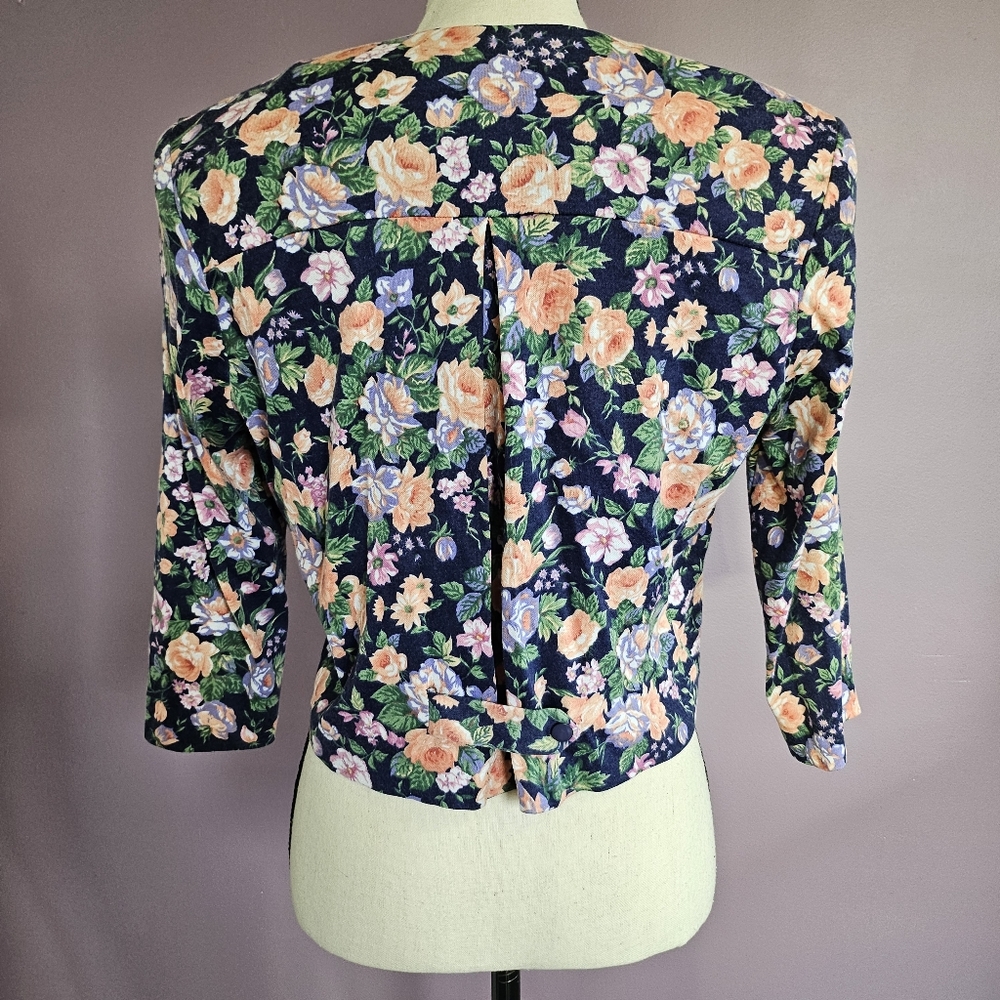 JF II Petites Vintage 80s Cottagecore Prairie Floral Buttoned Top & Skirt Set - Picture 6 of 15